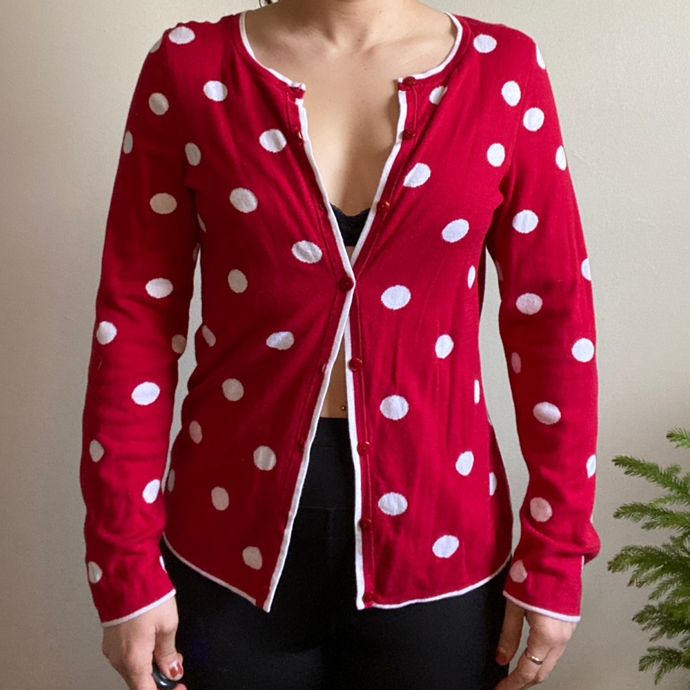 Polka dot button up sweater